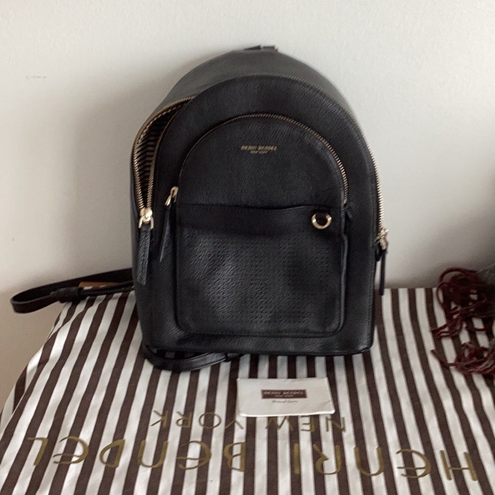 Henri Bendel Black Leather Backpack